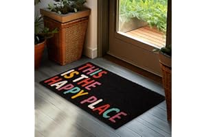 ‎BRUBAKER BRUBAKER Wycieraczka Zewnętrzna i Wewnętrzna - This is my Happy Place - 45 x 75 cm Mata Kokosowa 100% - Mata Antypoślizgowa i Odporna na Pogodę - Wycieraczka do Strefa Wejściowa - Czarna Kolorowa