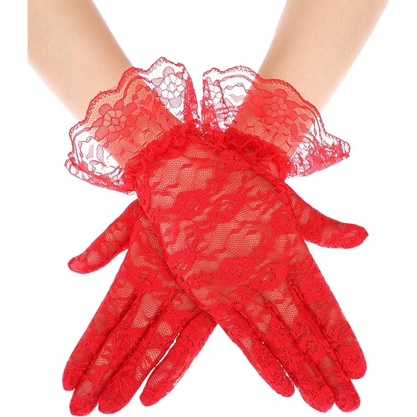 2 Paia Guanti Corti In Pizzo Vintage - Eleganti, Con Poiis, Per Matrimoni E Feste, Bianco E Nero - Foto 4