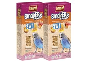 Vitapol Smakers® Parrot Treat Sticks – Variety of Snacks for Budgies, Cockatiels & Large Parrots | Natural Fruit, Egg, Honey, Seed | Vitamin-Rich Snacks, Health & Plumage Support (3 in 1, 130g)