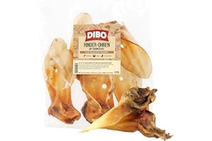 DIBO Rinderohren mit Muschel, 5er-Beutel, der kleine Naturkau-Snack oder Leckerli für Zwischendurch, Hundefutter, Qualitätskauartikel ohne Chemie