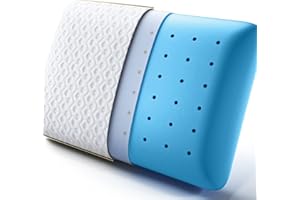 BedStory Memory Foam Pillow, Cooling Gel Pillows for Sleeping, Soft Supportive Pillow Medium Firmness for Side Stomach Back Sleepers, Ventilated Design Removable & Washable Cover (40X60X14CM)