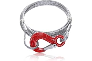 Drahtseile24 Câble en acier avec crochet et œillet - Câble d'arrêt avec crochet et boucle - 5 mm - 14 mm - 2 m - 100 m - Diamètre : 10 mm - Charge utile : 1 000 kg - 50 m