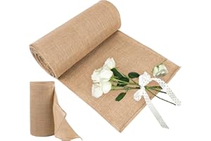 NVIYAM Jute Tischläufer Tischband Natur Juteband Tischband 30cmx10m Juteband TischläUfer Meterware Tischband Aus 100% Natur Leinen-Jutestoff Natur JuteläUfer Jute TischläUfer Rolle für Tisch, Hochzeitsdeko