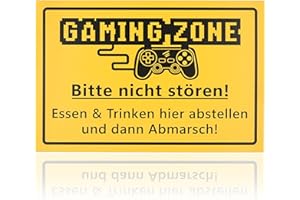 FunX Gaming Zone Schild - Wandschild Zocken als Geschenkidee und Zimmer Deko für Gamer, Teenager oder Erwachsene - 30 x 20 cm
