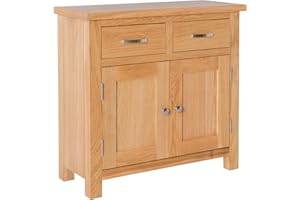 ROSELANDFURNITURE London Oak Mini Sideboard Storage Cabinet with Drawers | Small Solid Wooden Cupboard with Shelf for Dining Room, Living Room or Hallway, Fully Assembled, H:75cm W:75cm D:32cm