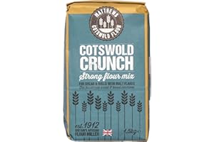 MATTHEWS COTSWOLD FLOUR Matthews Cotswold Crunch Flour | Specialty Blend of Strong Flour, Malted Wheat Flakes and Malt Flour | Artisanal | Milled in Britain | 1.5kg Bag (Pack of 5)