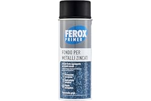 FEROX Fondo per Metalli Zincati 400 ml, aggrappante per verniciatura, colore Grigio, Primer superfici interno/esterno, rapida essicazione, lunga durata
