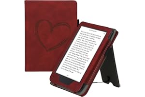 kwmobile Custodia eReader Compatibile con Kobo Clara 2E Cover - Cover eBook Pelle PU con Stand Cinturino Porta Carte Cuore