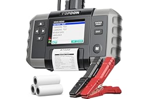 TOPDON BT600 Autobatterietester, Batterietester KFZ 12V 24V, 100-2000 CCA Starttester Autobatterie Tester, 3.5 Zoll Farbbildschirm, 1,8m Kabel, Berichte in Echtzeit Gedruckt, für Heimwerker und Profis