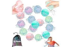 AOMAIGAD 15 Pcs Globos de Agua Reutilizables, Silicona Globos Agua de llenado Rápido Para Niños Adultos, Bolas Bombas Agua de Silicona,Globos agua de llenado rápido,adecuado para la guerra de agua(15)