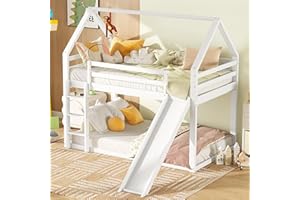 Ctastay Letto a Castello 90x200 Letto per Bambini Singolo con Scivolo, Scale, Letti per 4 Bambini, con Struttura del Letto e Dispositivo Anticaduta, Bianco, senza Materassso