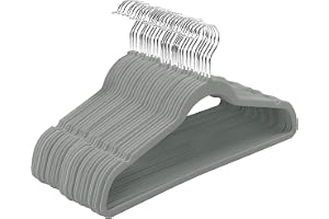 Utopia Home Premium Perchas Terciopelo (Gris, Paquete de 20) | Perchas antideslizantes | Diseño estilizado | De gran resistencia | Adecuadas para ropa de adulto, abrigos y trajes