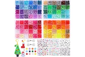 MAISKIEN 3250 Pony Beads, 800 Letters Beads, 2400 pcs 96 Colors Hair Ceads for Friendship Bracelet Making Kit, Colour Bead, DIY Craft Beads Kit Used to Make Festival Accessories Blessing Gifts