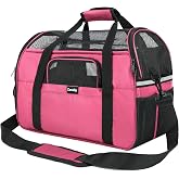 Zavothy Dog Cat Carrier Bag, Foldable Carrier, Adjustable Shoulder Strap, Dog Cat Carrier Anthracite M, Pink