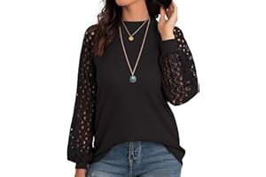 IWOLLENCE Lace Sleeve Tops for Women UK Going Out Womens Blouses Ladies Dressy Lace Sleeve T Shirts