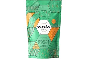 SYZYGY FOOD - Chlorella et Spiruline Certifiée Bio - 300 Comprimés de 500mg - DETOX - Vegan - Protéine Végétale Rassasiante - Vitamines - Minéraux - Fer - Certifié Bio