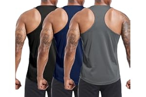 Holure Pack of 3 Men's Tank Tops, Sports Sleeveless Shirt, Undershirt, Fitness, Sleeveless T-Shirt for Training, Fitness, Bodybuilding Vest