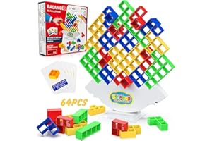 ZHCUVES 64 Piezas Tetra Tetris Tower Balance Blocks, Stack Attack Team Game Adultos Juego de Mesa Apilamiento Equilibrio Construcción Creativo Educativos Juguetes de Montessori Regalo para Niños Niñas 3+ Años