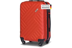 Xonic Design Boardcase Reisekoffer - Hartschalen-Koffer mit 360° Leichtlauf-Rollen - hochwertiger Kabinen-Trolley mit Zahlenschloss - Hand-Gepäck in 55x35x20cm ((Boardcase Rot, S))