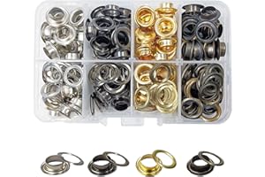 JXPXJMY 160 Piezas Juego de Ojales, Remaches de Ojal de Latón de 8mm para Manualidades de Cuero y Telas (Herramientas de Instalación No Incluidas),(Oro/Plata/Bronce/Negro Brillante)