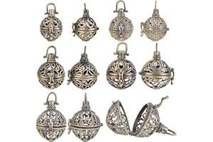 SUNNYCLUE 10Pcs 5 Styles Cage Charms Spiral Spring Bead Hollow Cages Pendants Brass Locket Charm for DIY Lava Stone Beads Gemstone Necklaces Bracelet Jewellery Making Supplies