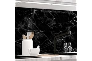 Stickerprofis Küchenrückwand Matt selbstklebend - MARMOR BLACK - 0.5mm versteifte PET Folie, zuschneidbar, Spritzschutz PRO 60 x 280cm