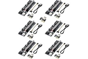 YBBOTT PCIE Riser 1X to 16X GPU Riser Card V011-PRO, with 0.6m USB 3.0 Extension Cable - 2 * 6PIN Powered - 10 Solid Capacitors - Graphics Extender Riser Adapter for Bitcoin Ethereum Mining ETH (1pc)