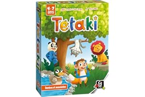 GIGAMIC - TETAKI - Un Jeu de Dominos Mignon et mâlin - A partir de 4 Ans!, Bleu, Vert, Jaune, Rouge