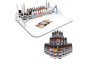 SILU Peinture Acrylique Vallejo Xpress Colour Plus Paint Station Large, Complete Pack 24 Paints New Range Reformulated with with Vallejo Organizer for Painting Warhammer 40k, Miniatures