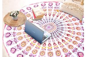 AVA Collections Grande tapisserie ronde mandala en coton pour yoga, méditation, pique-nique, décoration murale, 183 cm (N)