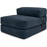 bananair - Convertible 1 Seater Sofa Bed &ndash; Removable Single Bed in Ribbed Velvet &ndash; One Seater Chair, Practical and Comfortabl