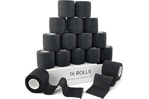 HONYAO Självhäftande Bandage 16 Rullar, 5cm x 4,5m Self Adhesive Bandage för Hundar Katter, Kohäsiv Binda för Sporthandled Fotled Sträckning Vrickningar Svullnad Första Hjälpen