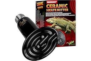VANSUKY Emisor de Calor Cerámico 75W sin Luz para Reptiles – Lámpara Infrarroja de Calefacción Resistente al Agua para Terrarios, Vivarios, Perros, Gatos y Anfibios