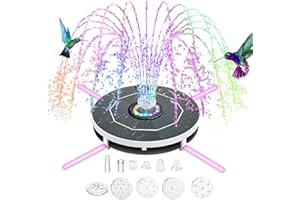 Wenosda 3.5W LED Solar Springbrunnen, Solar Teichpumpe,Solar Schwimmender Fontäne Pumpe mit 7 Fontänenstile, 4 Stützstanges mit Licht,für Gartenteich Oder Springbrunnen Teich Vogel-Bad Fisch-Behälter