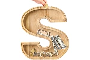 Bemaystar Wooden Letter-Money-Box Piggy-Bank Initial Letters Kids Money Box Coin Bank Birthday Gift