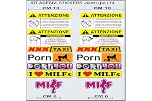 PIMASTICKERSLAB Kit Adesivi Stickers Moto decal fun tube porn milf youporn faketaxi fun -14 Pezzi- Scegli Colore cod.1086 (Multicolor)