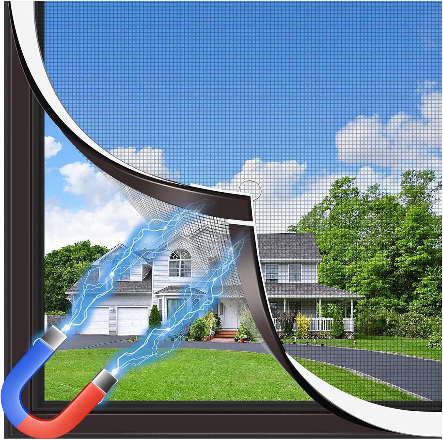 MLEJU Mosquitera Magnética para Ventanas, 130x150 cm Fibra de Vidrio Resistente, DIY Ajustable Fácil Instalación sin Taladrar, Protección Antimosquitos, Mosquitera Magnética para Ventanas Correderas