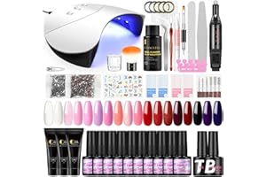 COSCELIA Kit Ricostruzione Unghie Gel Completo e Smalto Semipermanente Unghie con Fresa, Set Smalto per Unghie con 36W Lampada e gli Strumenti, Nail Art Set Professionale