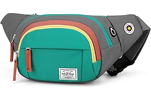 WindTook Marsupio Donna Borsa Cintura Impermeabile Marsupio Uomo Tracolla Multifunzione per Sportivo Lavoro Viaggio 35x7,5x15CM Grigio&Verde