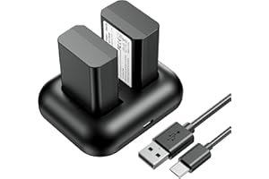 ENEGON NP-FW50 (2 pezzi) Batteria da 1300mAh e Caricatore Dual USB per Sony ZV-E10, A6000, A6500, A6300, A6400, A7, A7II, A7RII, A7SII, A7S, A7S2, A7R, A7R2, A55, A5100, A5000, A3000, A55, RX10