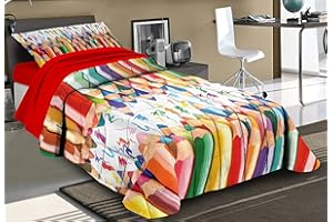 il dolce stile della tua casa copriletto trapuntato multicolor 100 grammi cameretta bambino/a lego costruzioni - matite colorate crayon (matite crayon)