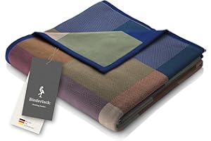 ‎BIEDERLACK biederlack® flauschig-weiche Kuscheldecke Pure Cotton Karo - grün I Made in Germany I Öko-Tex I Sofa-Decke aus 100% Baumwolle in 150x200 cm I grün-bunt Karierte Wohndecke I nachhaltig produziert