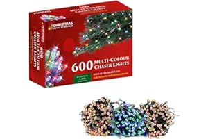 The Christmas Workshop 77570 600 Multi-Coloured LED Chaser Christmas Lights/Indoor or Outdoor Fairy Lights / 41.9 Metres / 8 Light Modes/Great for Christmas, Weddings & Gardens