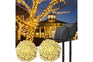 BRIGHTOWN Solar String Lights Outdoor, 2 Pack Total 144FT 400 LED Solar Powered String Lights with 8 Lighting Modes, Waterproof Patio Lights for Outside Tree Balcony, Warm White