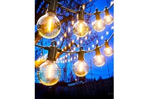 ‎ZUSKE Zuske LED Outdoor Fairy Lights, 15 m, with 25 + 2 Warm White G40 Shatterproof Bulbs, IP65 Waterproof, for Garden, Patio, Weddings, Parties, Balcony, Bistro