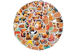 FANCICO 50 sztuk naklejek kapibara na butelki z wodą, zestaw naklejek na deskorolkę, komputer, dla dzieci i młodzieży