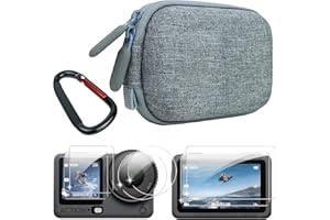Lemxiee Tasche für DJI Osmo Action 6 Case Zubehör + [2+2+2 Stück] Schutzfolie für DJI Osmo Action 6 Panzerglas,Harte Tragetasche Hülle