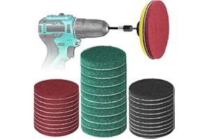 GOH DODD Power Scrub Pads Drill Attachment, 30 Pieces 5 Inch Cleaning Kit Scouring Pads with Baker and Universal Shaft Great for Kitchen, Bathroom, Auto, Grout, Carpet, Shower, Tub, Grill,Tile