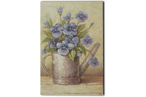 CVHOMEDECO. CVHOMEDECO - Dipinto a bassorilievo con cornice in legno dipinta a mano su cornice di legno con fiori blu per parete, 20 x 30 cm