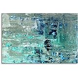 Paul Sinus Art 120x80cm Leinwandbild auf Keilrahmen Kunstmalerei blau grün abstrakt Wandbild auf Leinwand als Panorama